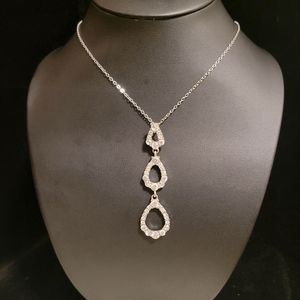 Vintage Triple Tear Drop Rhinestone Necklace